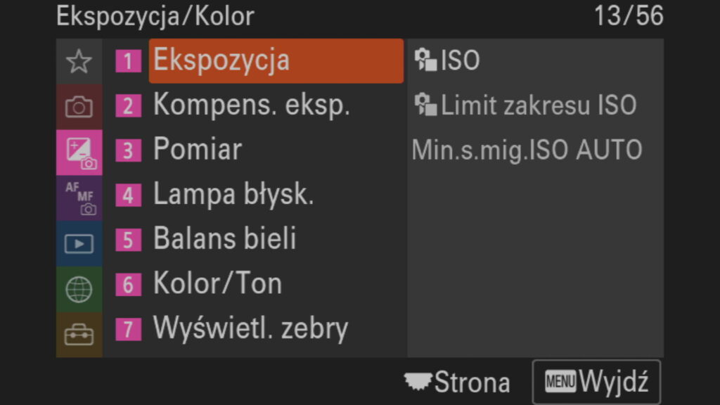 Ustawienia limitu ISO w Sony A7 IV