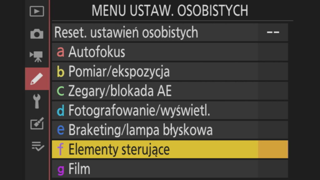 Nikon Z5 - a Autofokus Menu ustawień