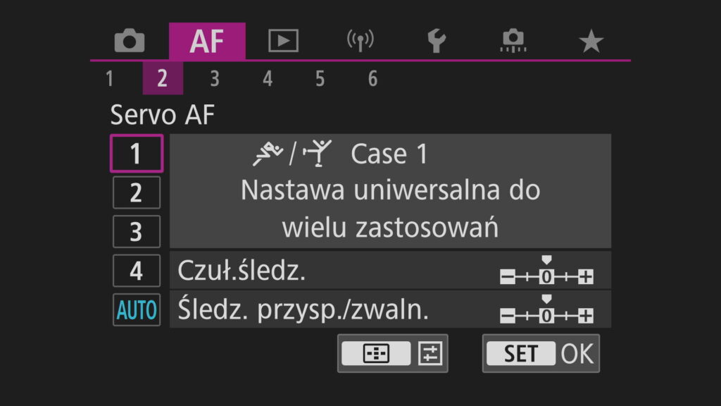R10 Canon autofokus tryby automatyczne