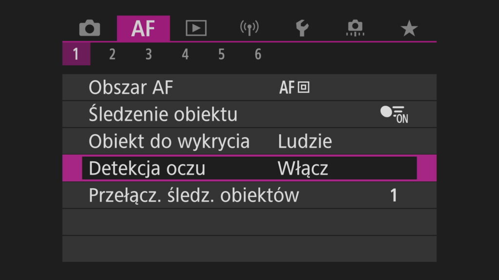 Ustawienia Canon R10 autofokus wykrywanie oka