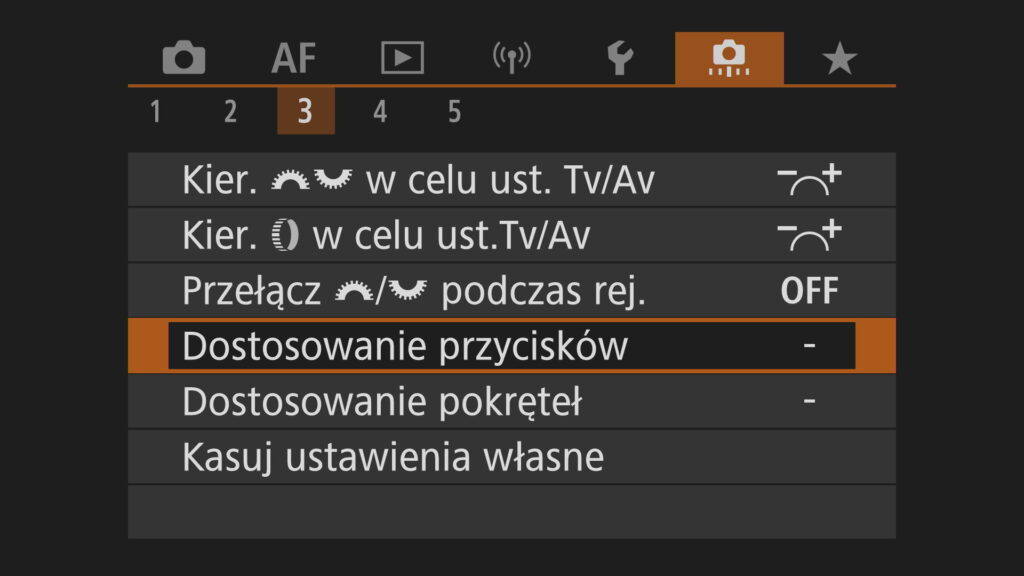 Ustawienia przycisków Canon R10