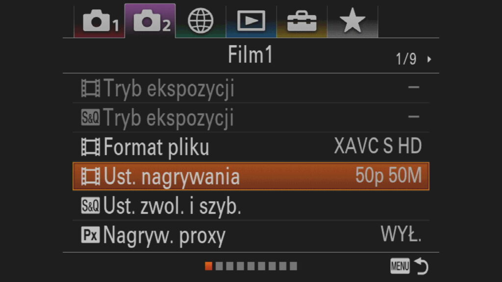 Ustawienia wideo w Sony A7 III
