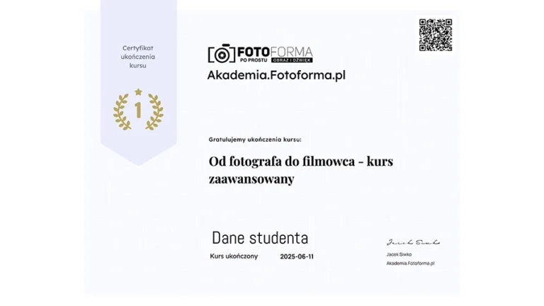 szybki kurs fotografii z certyfikatem online