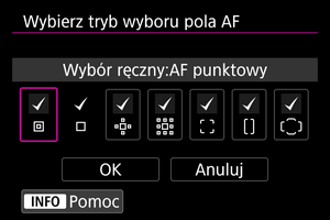 pola autofokusa w aparacie